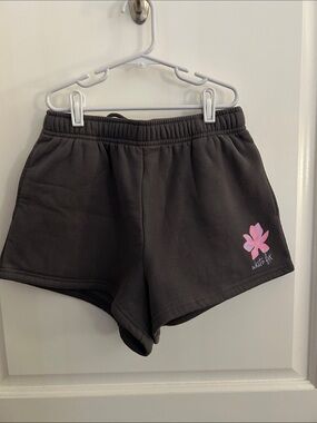 White fox Women’s charcoal Lounge Shorts with Pink Floral Accent